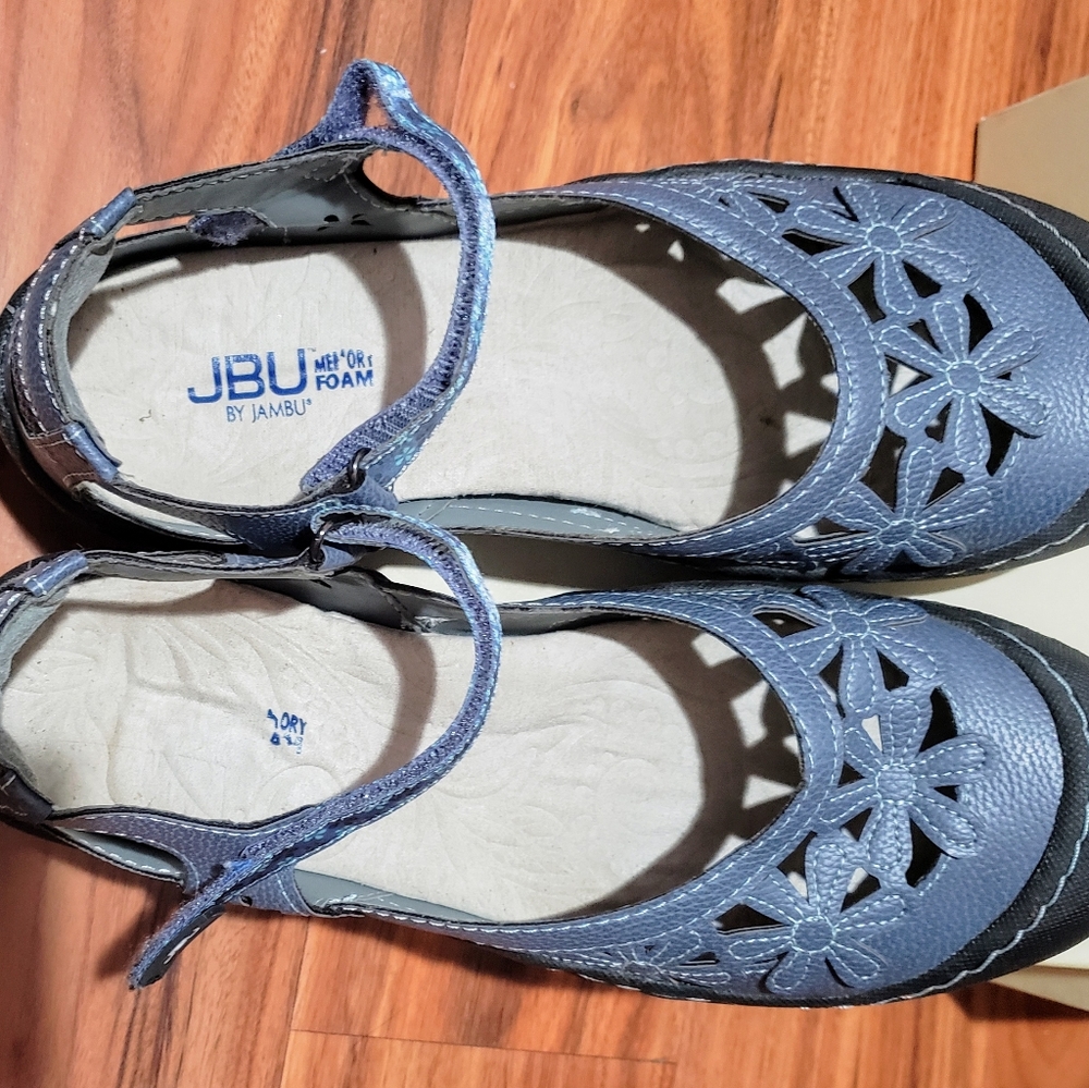 Blue Leather JBU Mary Janes in Very Good Condition